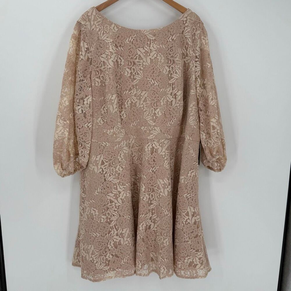 Eliza J Bateau Neck Lace Fit & Flare Knee Length Dress Pink Plus Women 24W - Picture 1 of 11